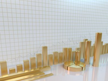 Altın grafik iş kavramı ile çok sayıda istatistiği nesne