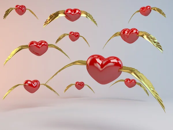 3D flying Hearts — Zdjęcie stockowe