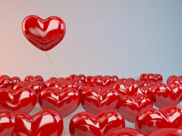 Grupa balony czerwone serca — Zdjęcie stockowe