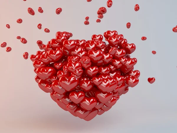 Group of red  hearts balloons forming a heart — Stock Photo, Image