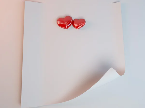 Love letter icon with 3d hearts Illustration in a white stage — Stock Photo, Image