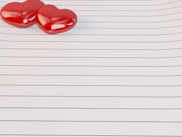 Ausgekleidete Liebesbrief-Ikone mit 3D-Herzen-Abbildung in einer weißen Bühne — Stockfoto