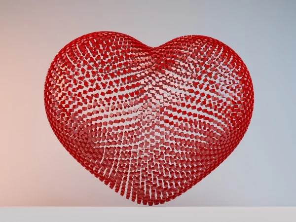 Happy Valentines Day.3D illuminated neon heart — Stock Photo, Image