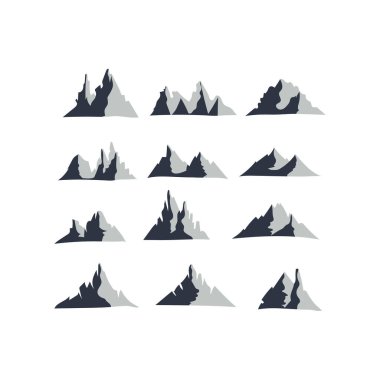 Soyut Dağ Tepeleri Toplama simgeleri vahşi yaşam macerası için dağ siluetini paketler