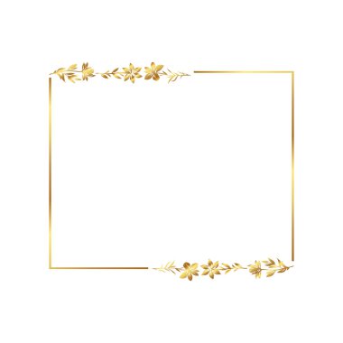 Tasarım sanatı Zarif altın çiçekli çerçeve serbest vektör illüstrasyonu