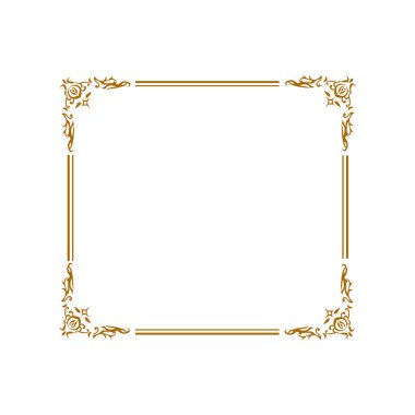 Tasarım Lüks Altın Dikdörtgen Köşe Sertifikası Sınır Çizgisi Fotoğraf İslami Düğün Çerçevesi