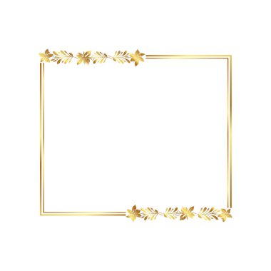 Zarif altın çiçekli çerçeve tasarımı serbest vektör illüstrasyonu ücretsiz