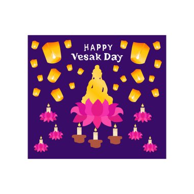 Mutlu Vesak günleri. Mutlu Vesak serbest vektör çizimleri.