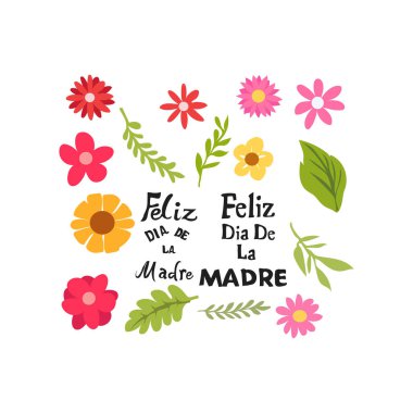 Feliz dia de la madre Mutlu Anneler Günü ücretsiz vektör illüstrasyonu