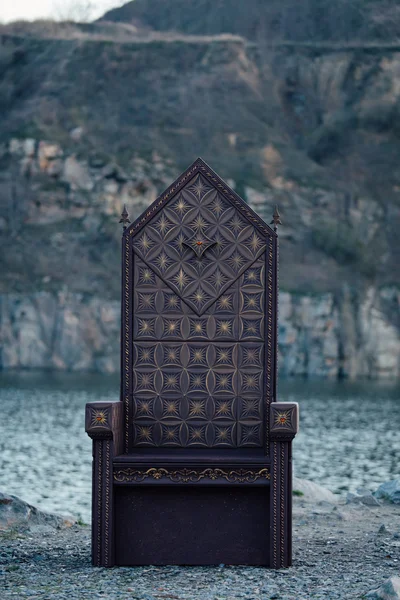 Black gothic throne — Stock Photo, Image