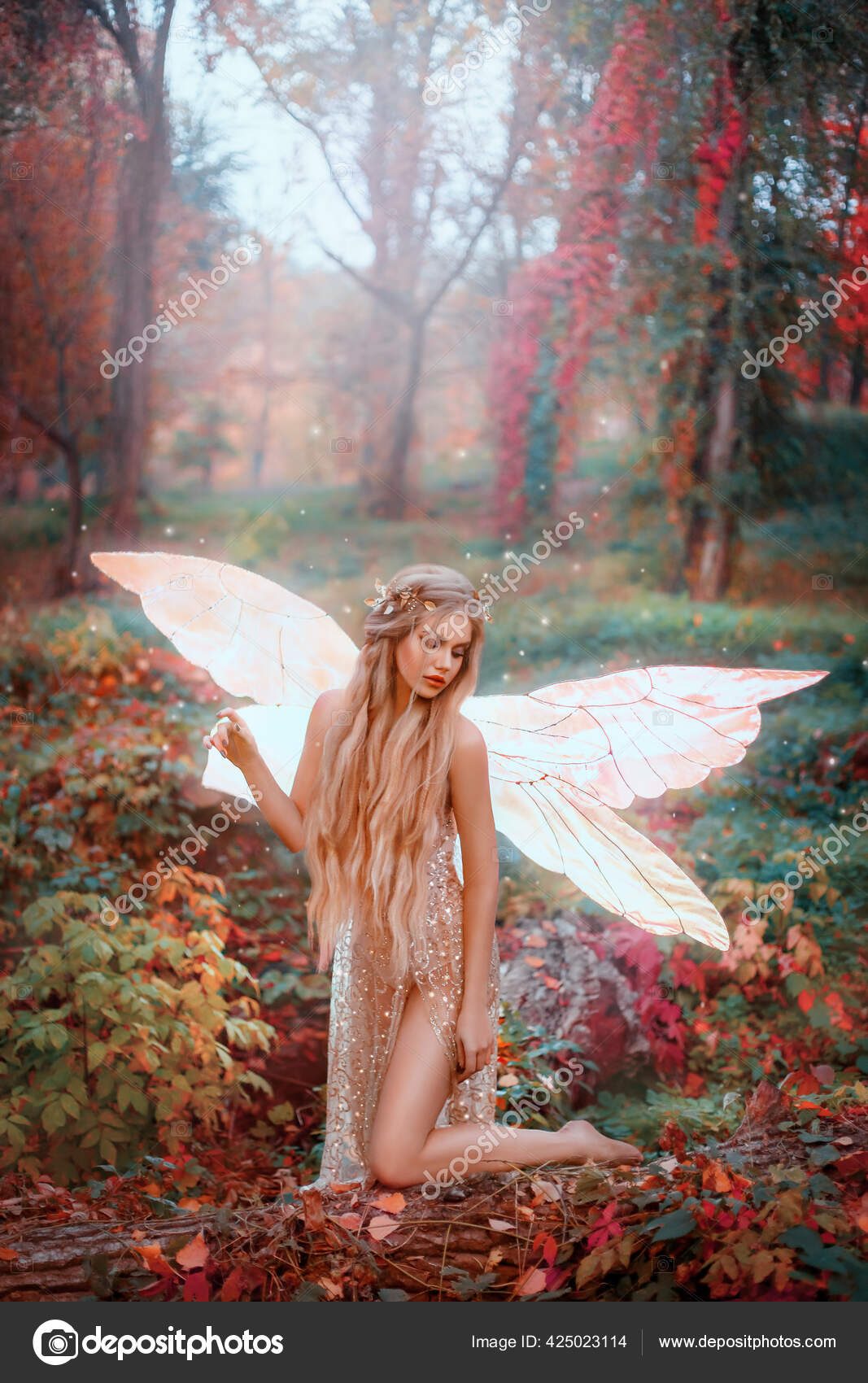 Young beautiful fantasy woman in the image of fairy. Forest pixie ...