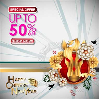 Soyut Çin Yeni Yılı 2026 ya da Çin Zodiac 'ından biri olan ve arka planı ve geleneksel Çince sözcükleriyle 