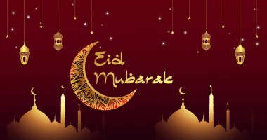 Altın Hilal ve İslami Mimariyle Zarif Mübarek Kutlama Kartı