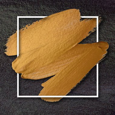 Siyah arkaplanda çerçeve ile desenli altın fırça