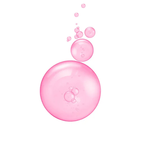 Roze Olie Collageen Essentie Serum Bellen Witte Achtergrond Schoonheid Spa — Stockfoto