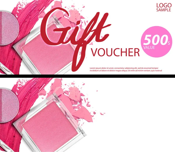 Presente Voucher Beleza Cosméticos Modelo Design Fundo — Fotografia de Stock