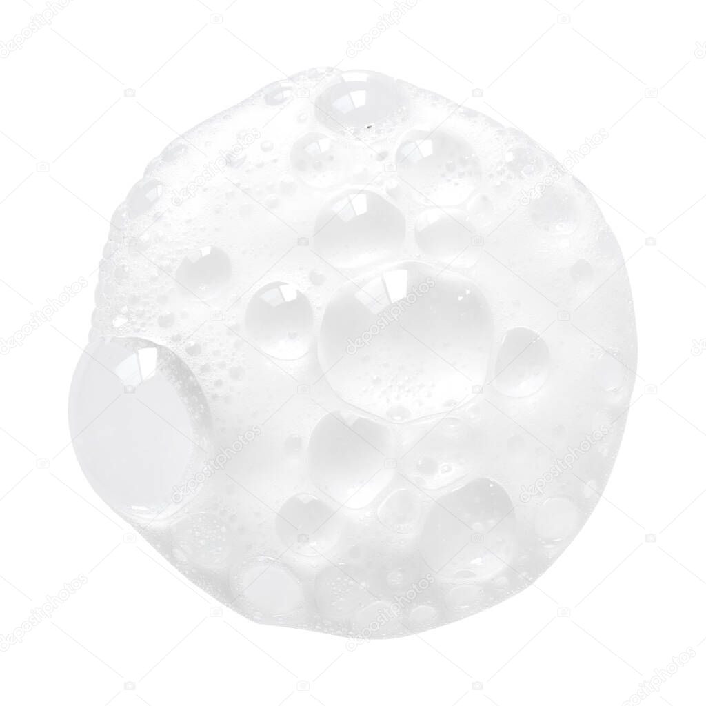 White facial foam creamy bubble soap sponge isolated on white background. beauty and fashion concept