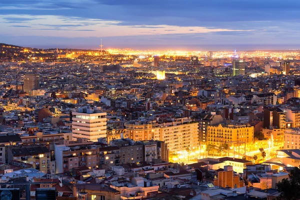 Barcelona noc panoramiczne — Zdjęcie stockowe