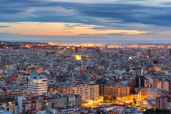 Βαρκελώνη νύχτα πανοραμική — Φωτογραφία Αρχείου