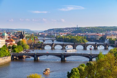 Köprü Vltava Nehri üzerinde doğal görünümü 