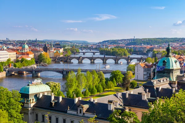 Scenic view of bridges on the Vltava river — Stock Photo, Image