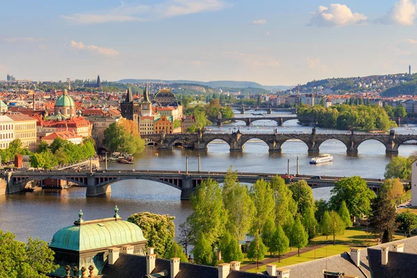 Scenic view of bridges on the Vltava river — Stock Photo, Image