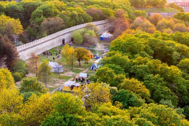 Tarihi kent manzaralı yaz havadan görünümü.