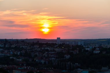 Prag üzerinde Golden Sunset
