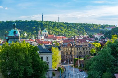 Tarihi kent manzaralı yaz havadan görünümü.