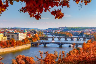 Vltava Nehri ve Kenan köprü görünümü