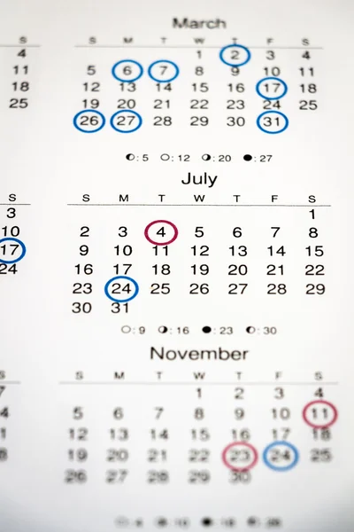 Fechas marcadas en el calendario —  Fotos de Stock