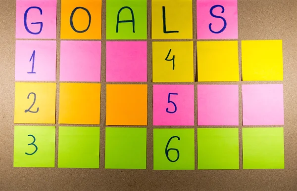 Sticky notes with goals — Stock Photo, Image