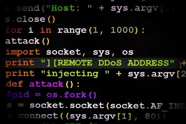 Interface gráfica de usuário com mensagem DDoS — Fotografia de Stock