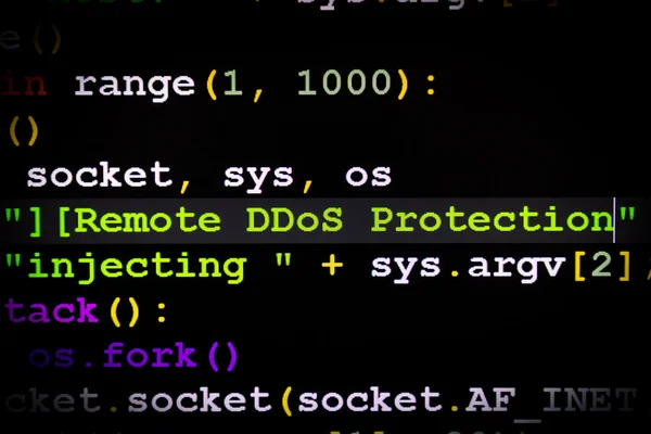 Interface gráfica de usuário com mensagem DDoS — Fotografia de Stock