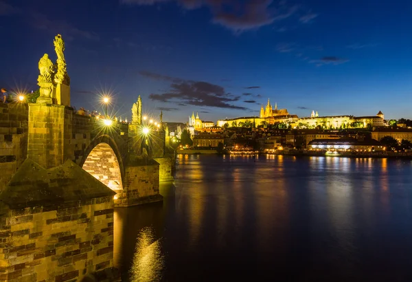Letní Praha noční panorama — Stock fotografie