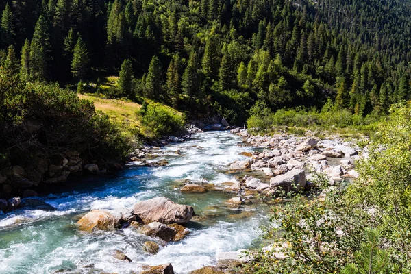 Flux montagneux rapide dans les Alpes — Photo