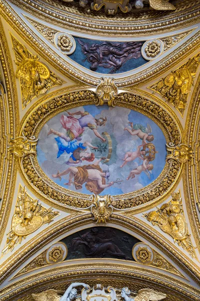 Paris France July 2018 Louvre Museum Paris France Luxury Ceiling — Stock Photo, Image