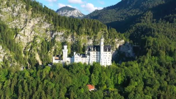 Neuschwanstein Castello Delle Fiabe Vicino Fussen Baviera Germania Veduta Del — Video Stock
