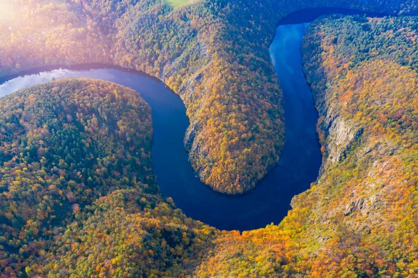 Hermosa Vista Del Río Moldava Desde Mirador Del Maj República —  Fotos de Stock