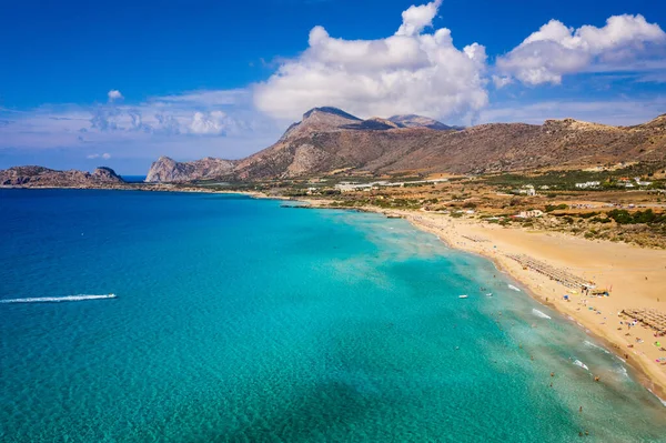 공중에서 아름다운 청록색 그리스 크레타의 그리스 크레타섬 북부에 사르나 팔라사르나 — 스톡 사진