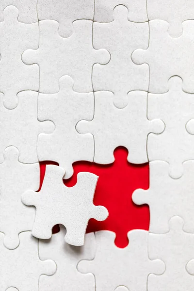 White Jigsaw Puzzle Pieces Fill Pieces Jigsaw Puzzle Complete Jigsaw — Stock Photo, Image