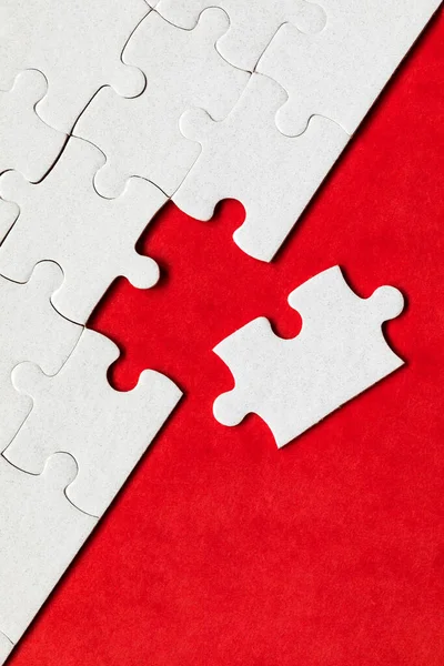 White Jigsaw Puzzle Pieces Fill Pieces Jigsaw Puzzle Complete Jigsaw — Stock Photo, Image