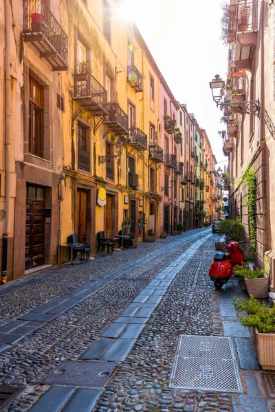 Street View Beautiful Village Bosa Colored Houses Medieval Castle Bosa — Stock Photo, Image