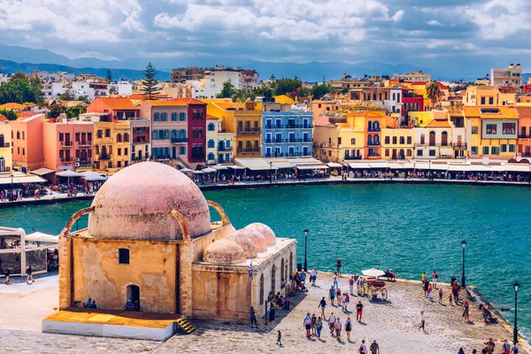 Chania Nın Eski Bir Limanı Girit Adasının Simgeleri Yunanistan Chania — Stok fotoğraf