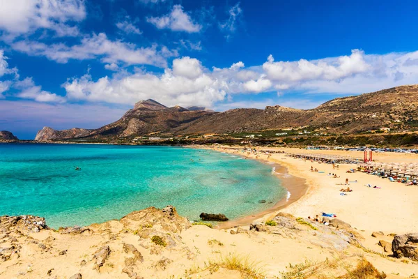 Aufnahme Des Wunderschönen Türkisfarbenen Strandes Falasarna Falassarna Auf Kreta Griechenland — Stockfoto