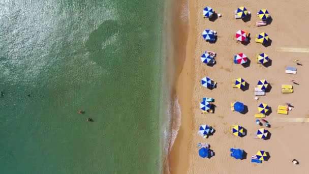 Stranden Tsampika Med Gyllene Sandutsikt Uppifrån Rhodos Grekland Flygfåglar Syn — Stockvideo