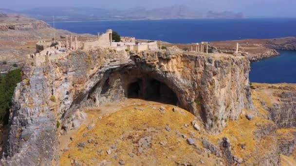 Rovine Acropoli Lindos Vista Dall Alto Rodi Isole Del Dodecaneso — Video Stock