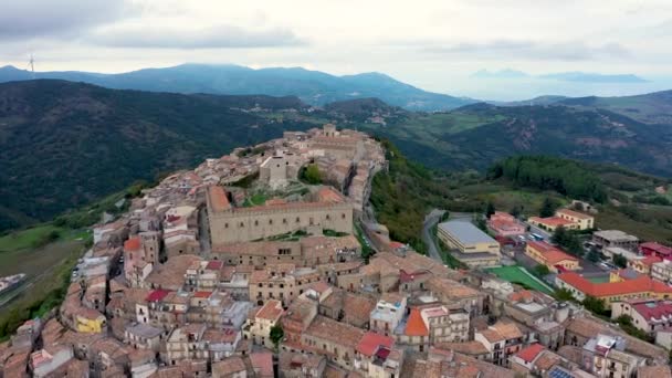 Vue Aérienne Ville Montalbano Elicona Italie Sicile Province Messine Vue — Video