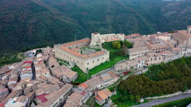 Vista Aérea Ciudad Montalbano Elicona Italia Sicilia Provincia Messina Vista — Vídeos de Stock