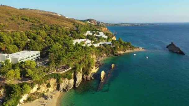 Makris Gialos Praia Argostoli Ilha Kefalonia Grécia Espetacular Vista Sobre — Vídeo de Stock